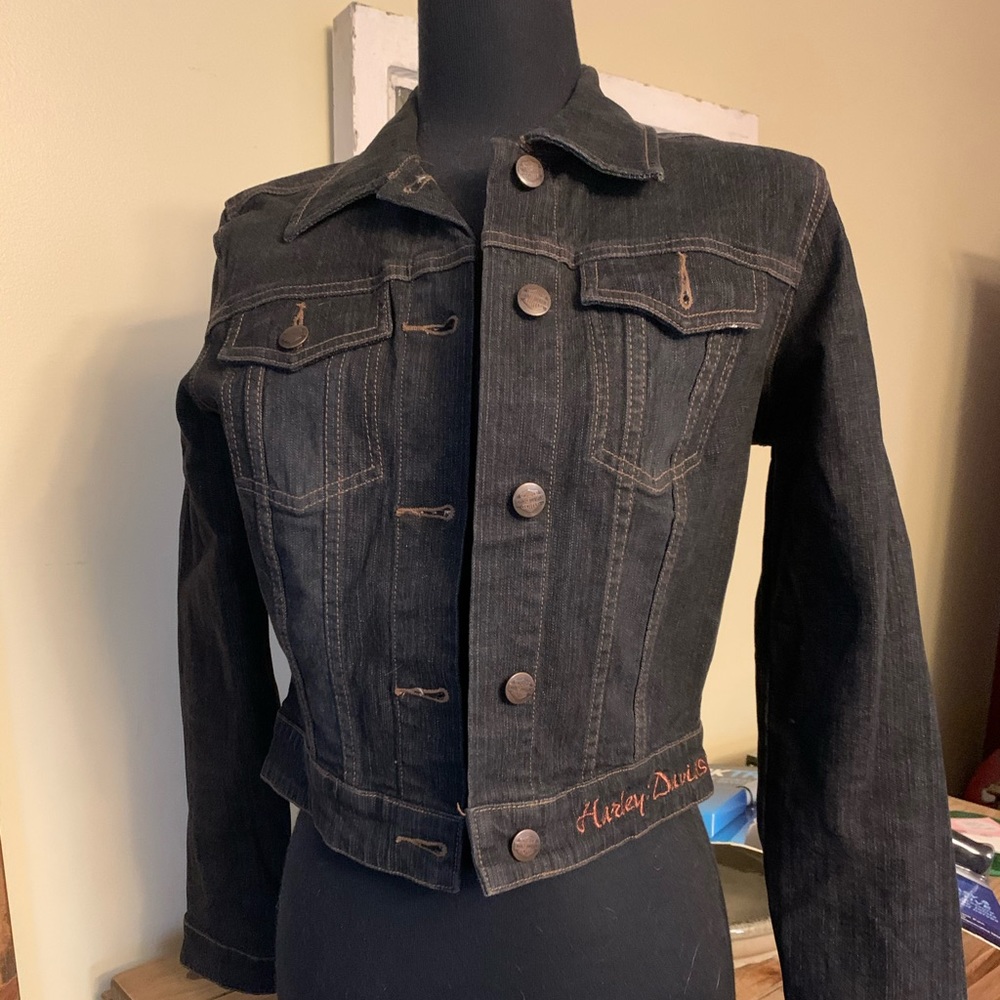 Harley- Davidson Cropped Denim Jacket